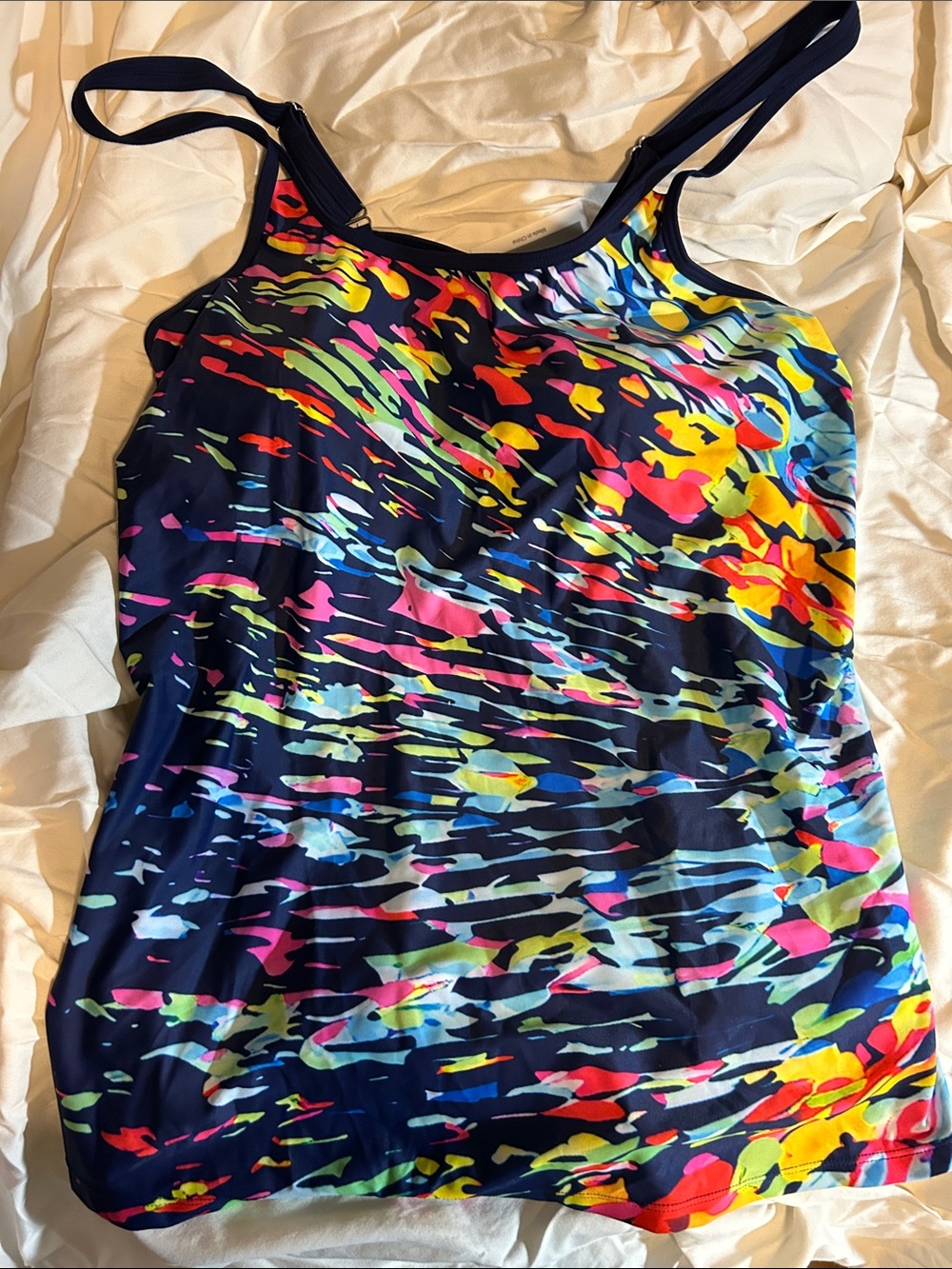 Hanna Nikole NWT Color Splash Navy Multicolor Tankini Top/Bra, Size 20W